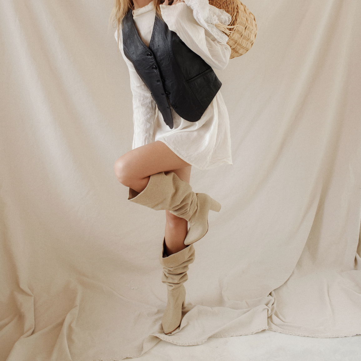 Denim boots
