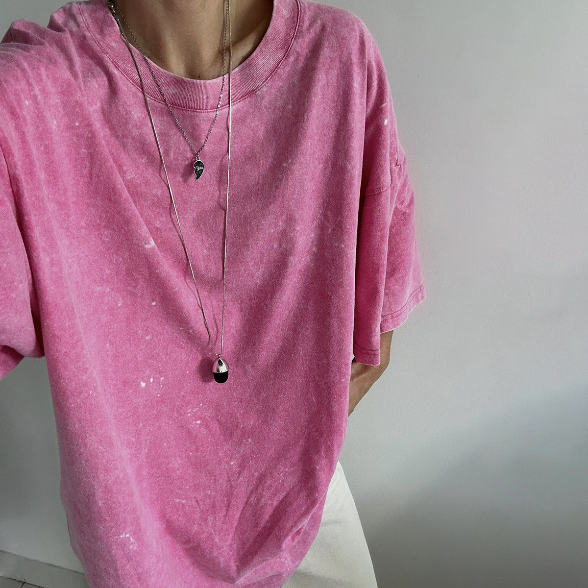 WASHED T-SHIRT "LOVE" IN PINK