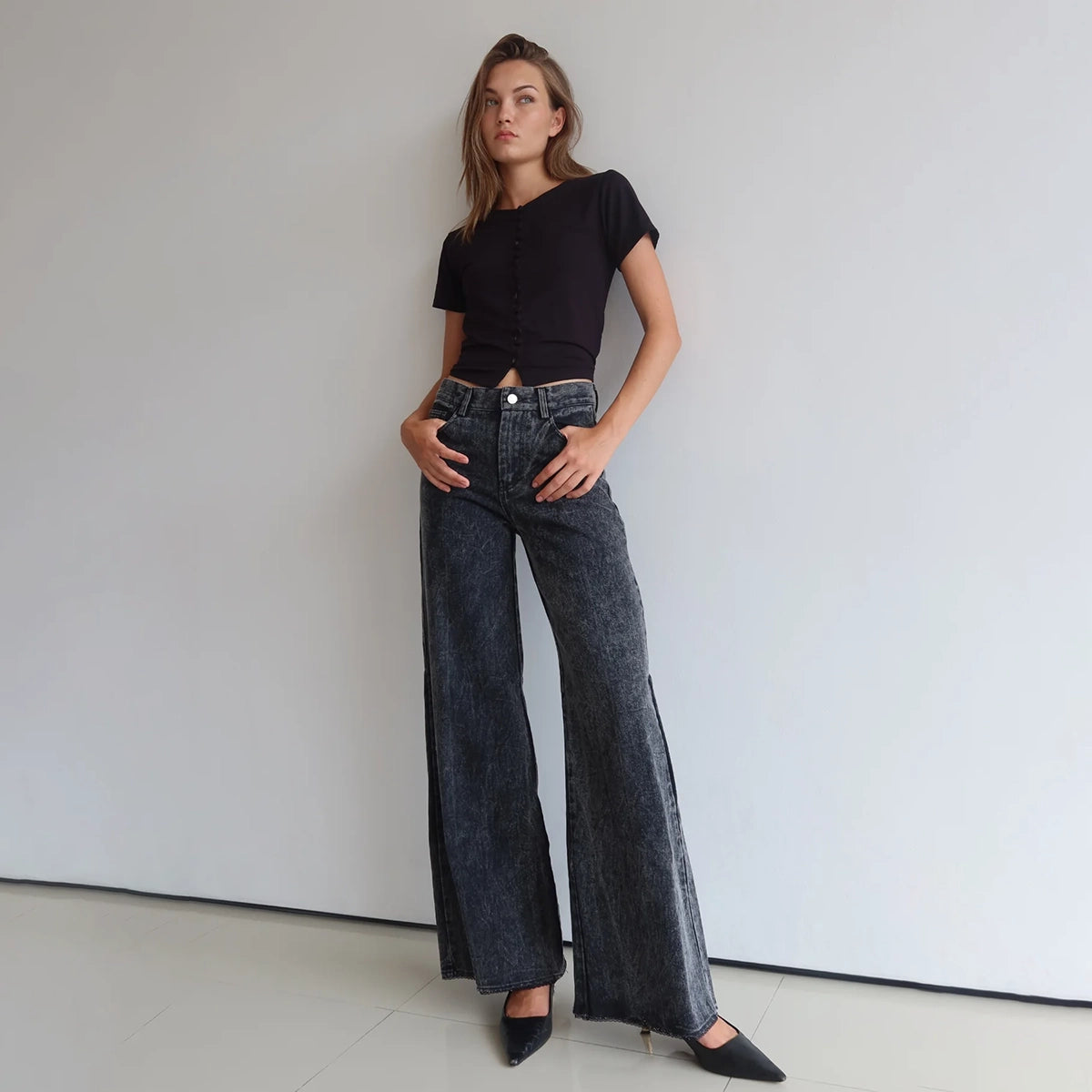 Raw Cut Jeans Black