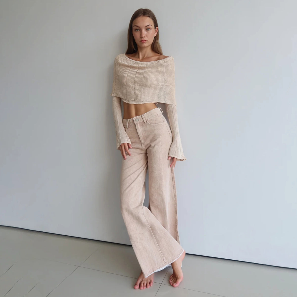 Raw Cut Jeans Cream