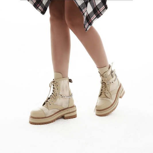 Net boot with chain beige