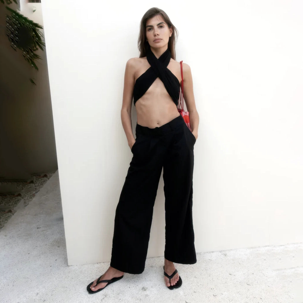 Triangle cotton top Black