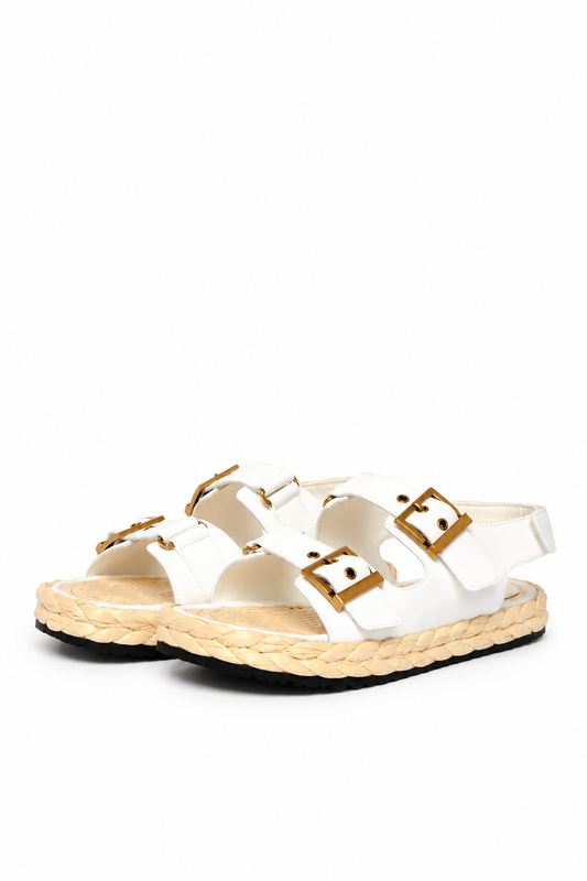 White Buckle Sandals