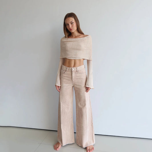 Raw Cut Jeans Cream