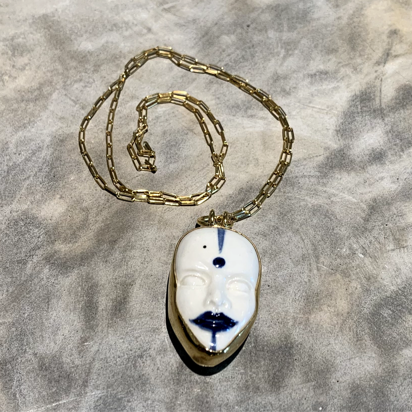 Orange double face necklace (gold)