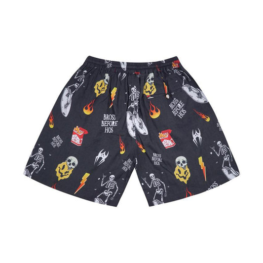 LINEN SHORT BBH SIGNATURE PRINT BLACK