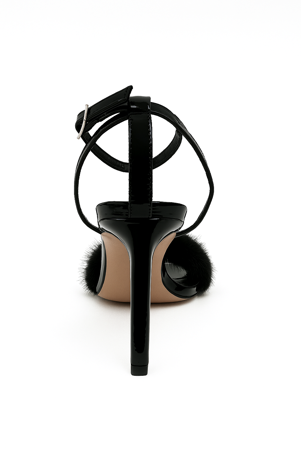 Night-Out Black Heels with Fur