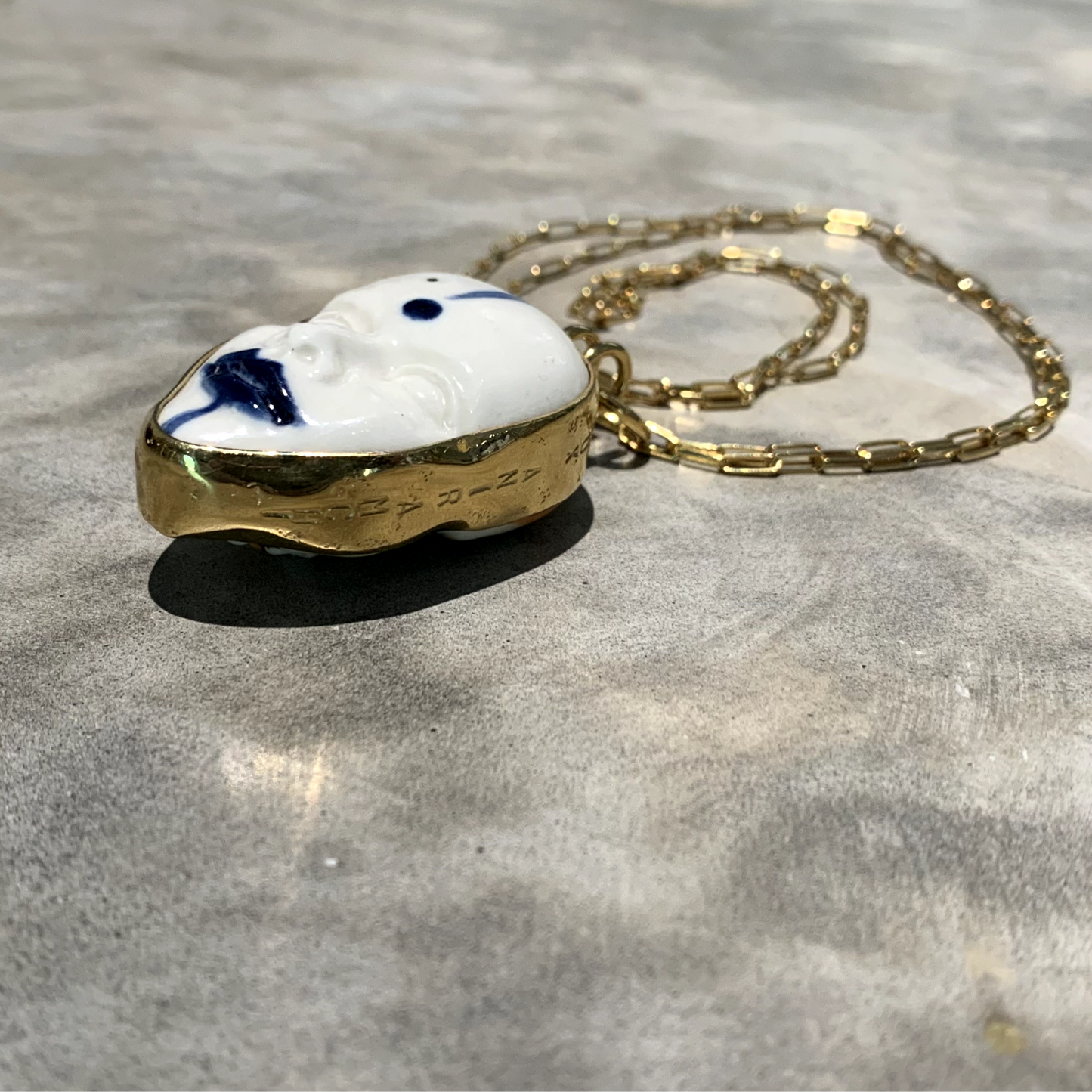 Orange double face necklace (gold)