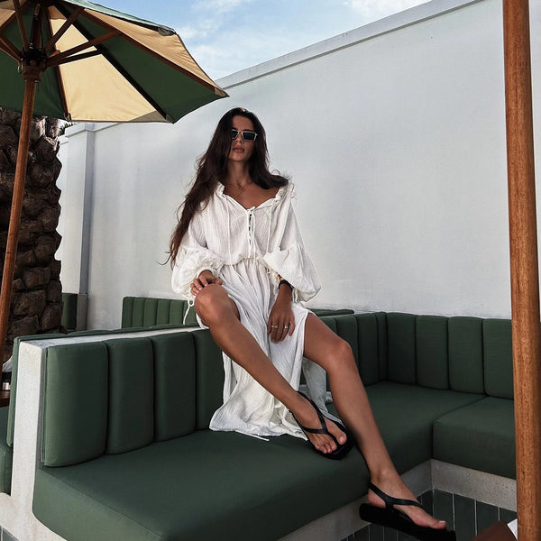 LUNA WHITE LINEN CRINKLE DRESS – Cantik