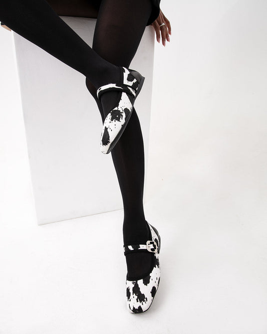 Cow Print Mary Jane Flats