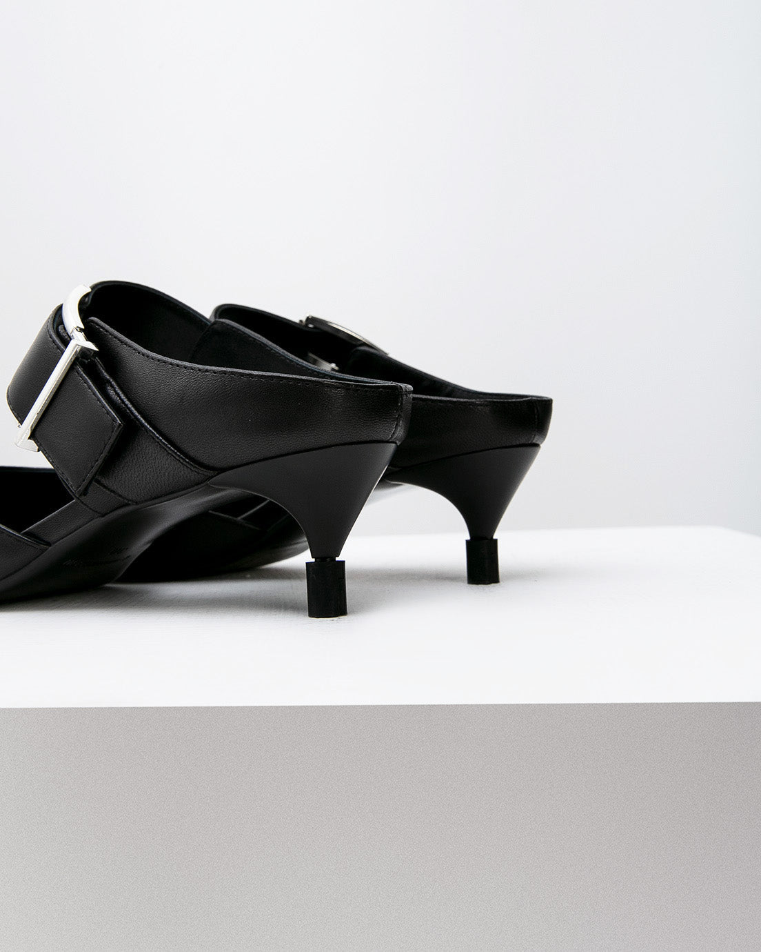 Black Buckle Heels