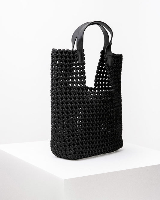 Black Woven Mini Tote Bag