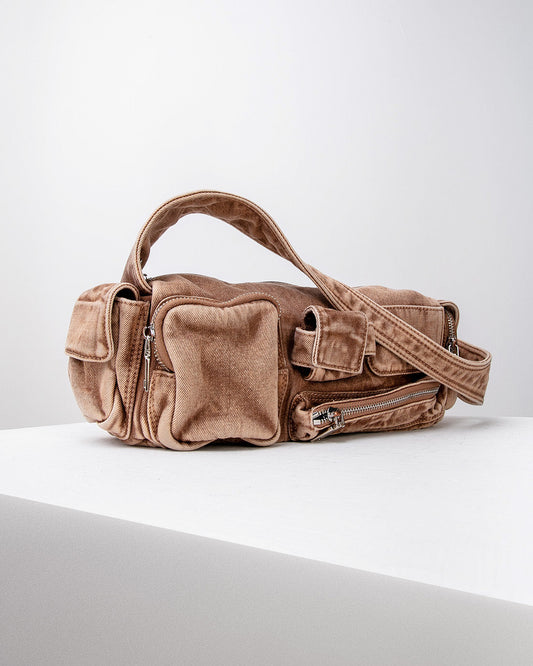 Tan Vintage Utility Shoulder Bag