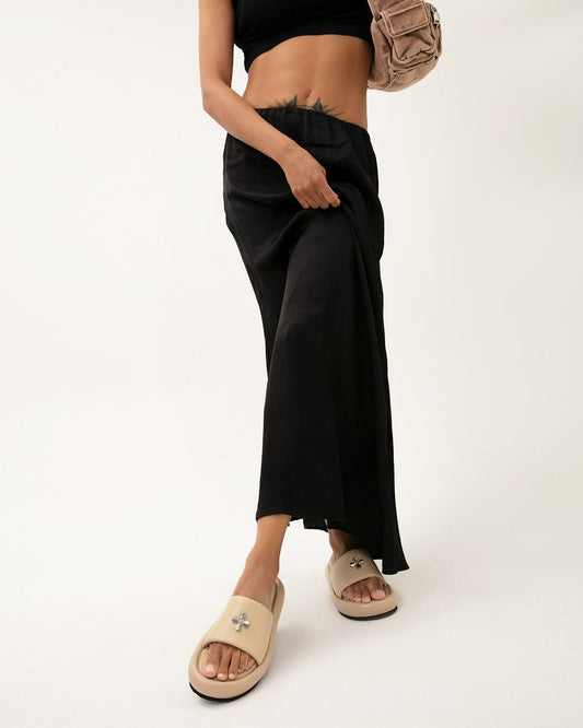 Beige Platform Slides