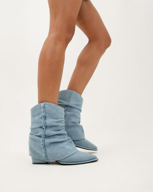 Denim Slouch Boots