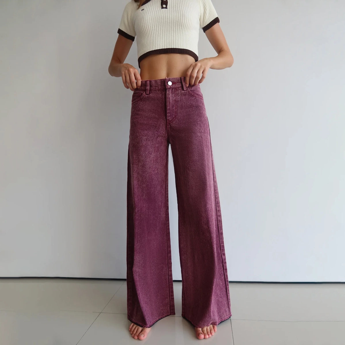 Raw Cut Jeans Maroon