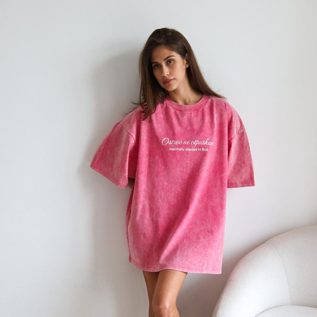 WASHED T-SHIRT "OSTROV" IN PINK