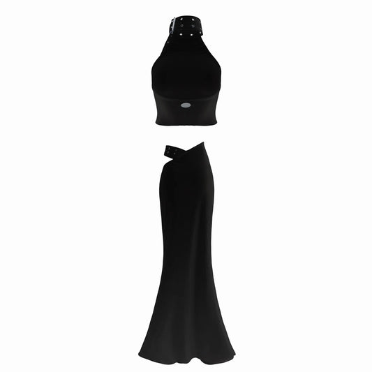 Valkrie Set Top Skirt Black