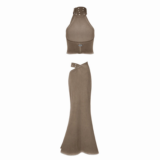Valkrie Set Top Skirt Brown