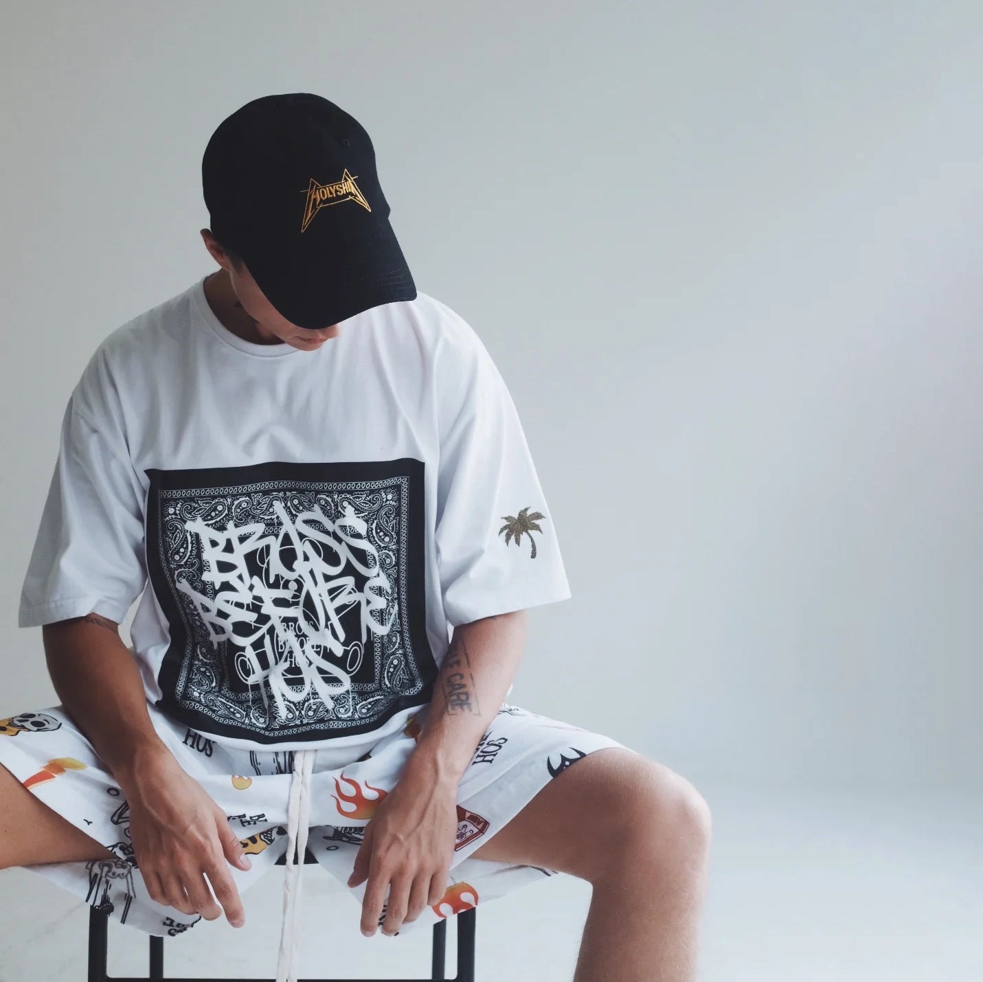 T-SHIRT BANDANA WHITE-BLACK