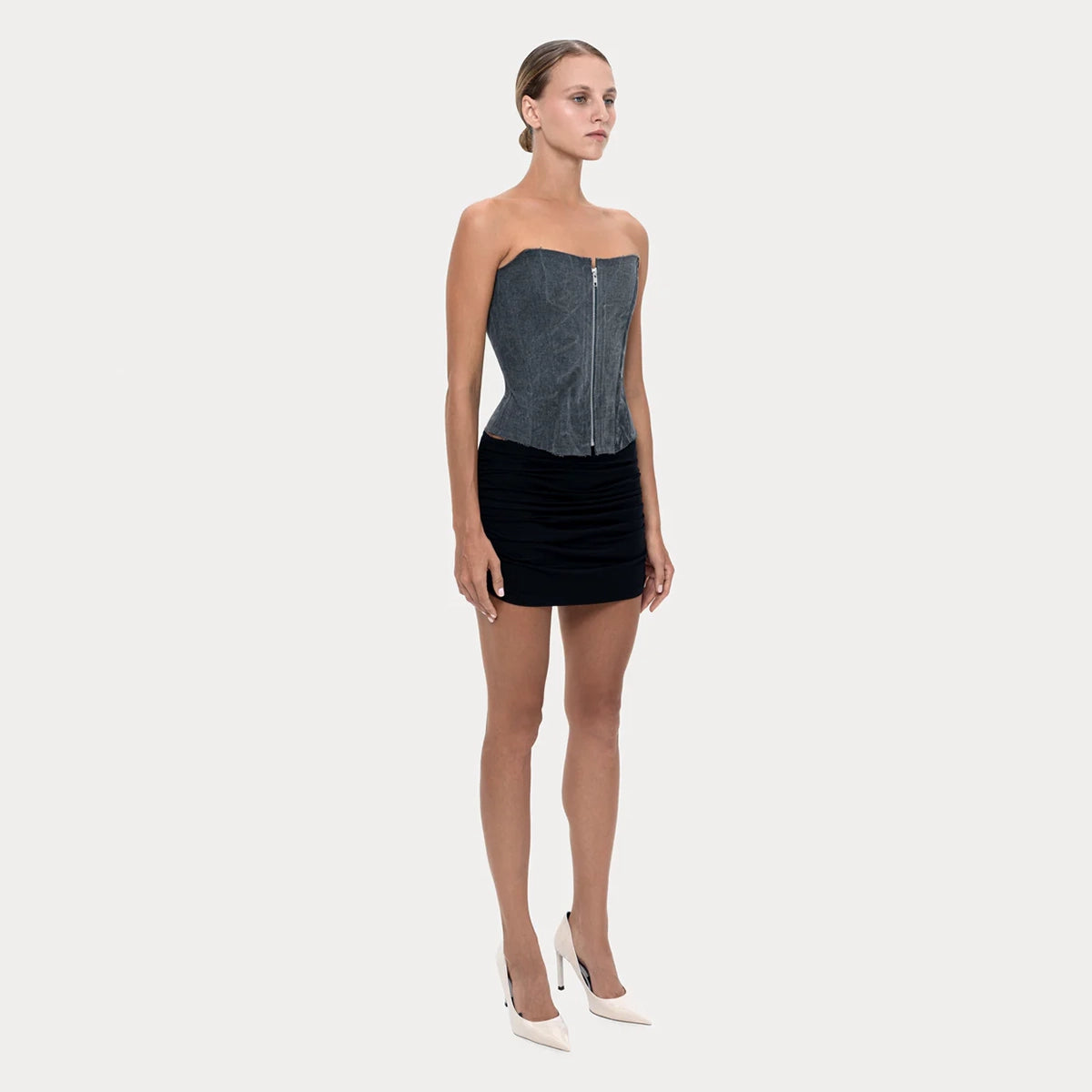 Long Slim Corset Grey Smoke
