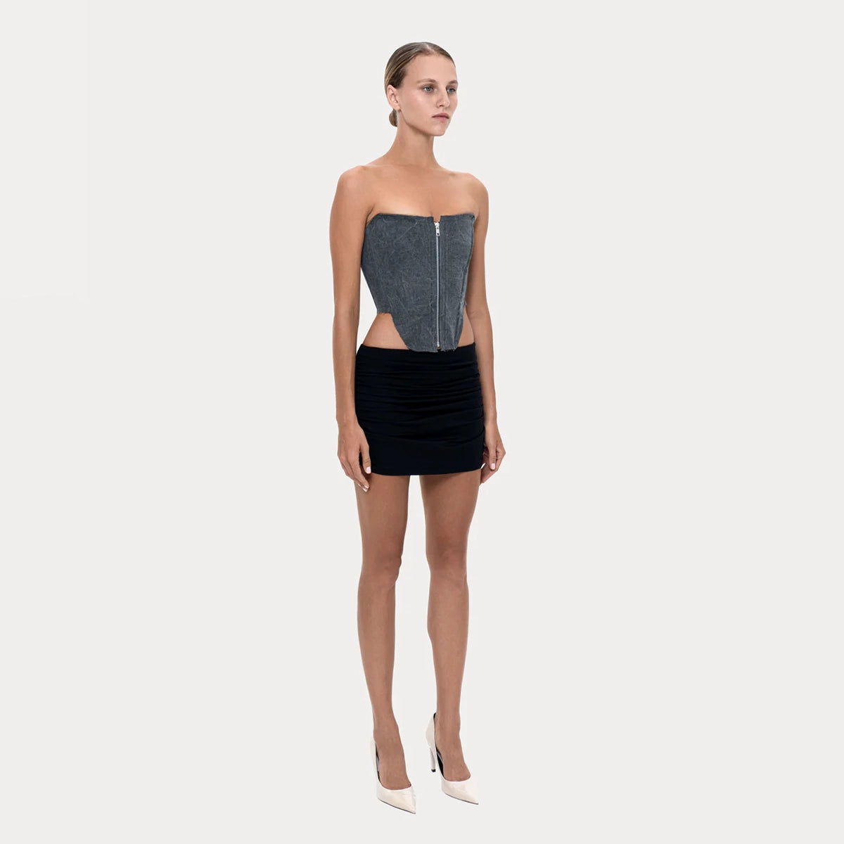 Long U Corset Grey