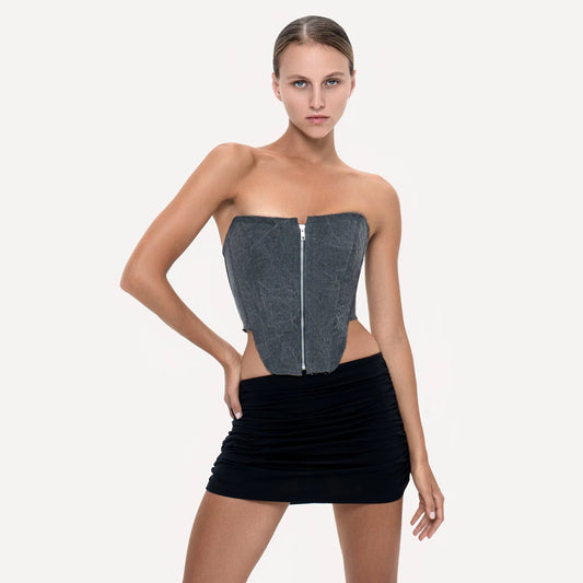 Long U Corset Grey