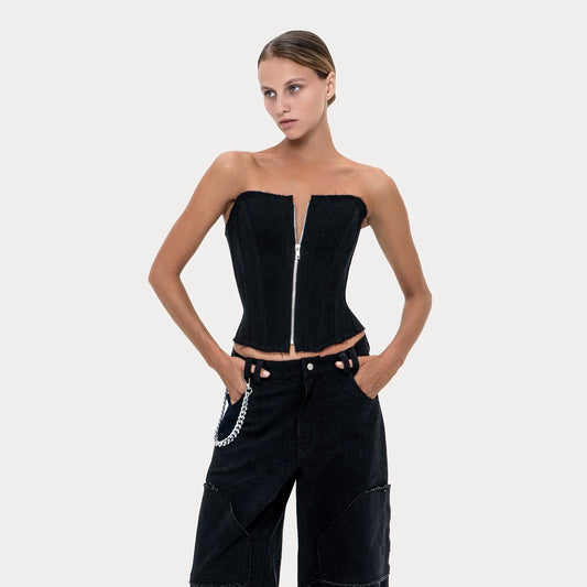 Long Slim Corset Black