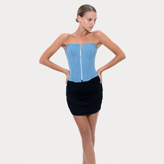 Long Slim Corset Denim Jeans