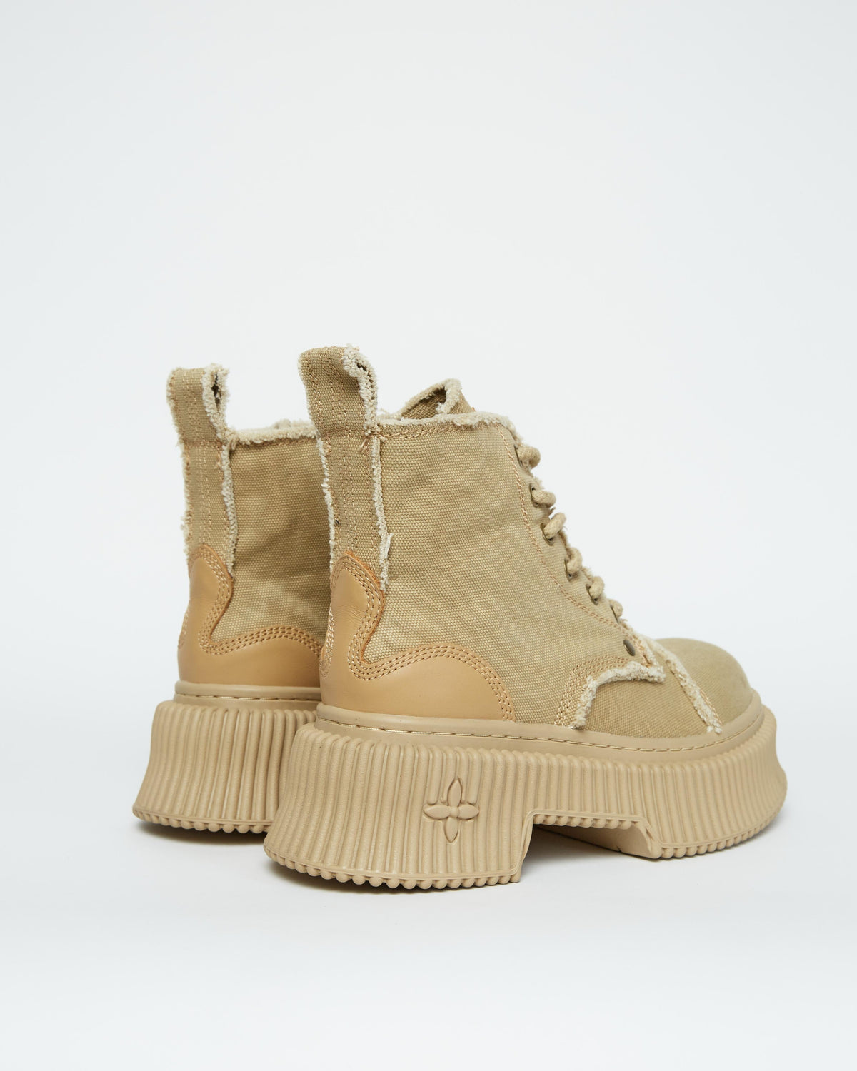 Beige Canvas Boots