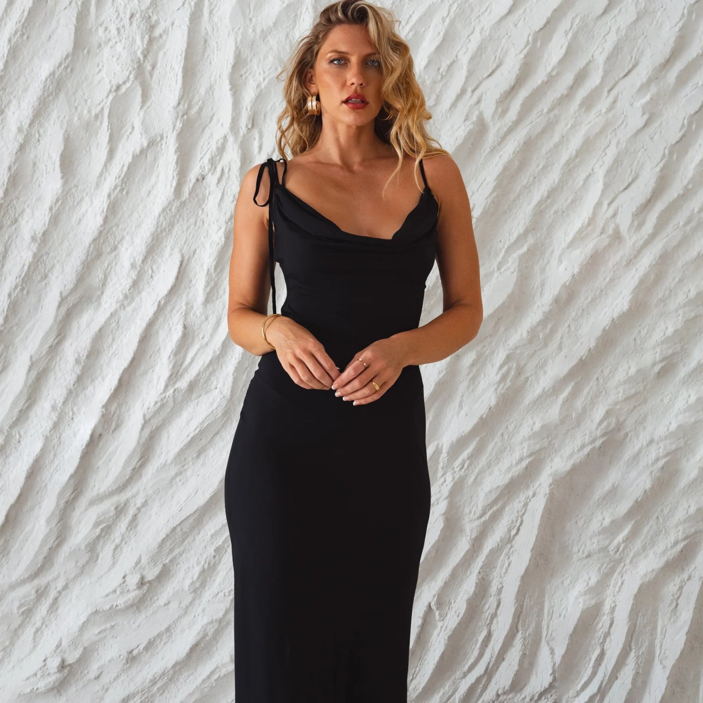 Ermes Maxi Slip Dress In Black