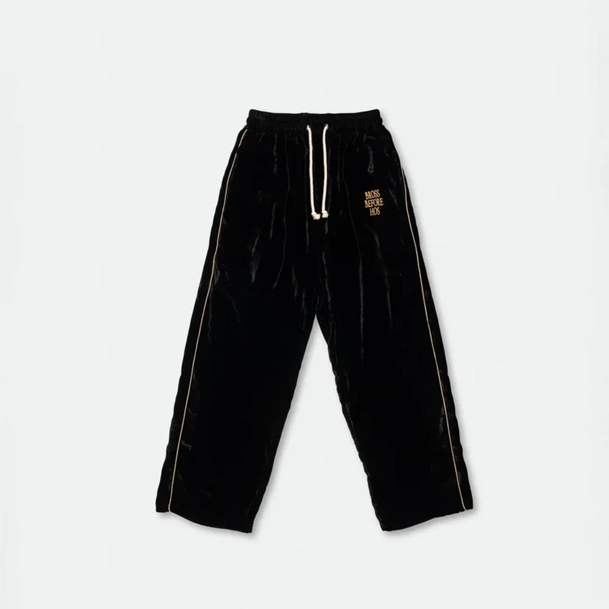SILK VELVET TRACK PANTS BLACK
