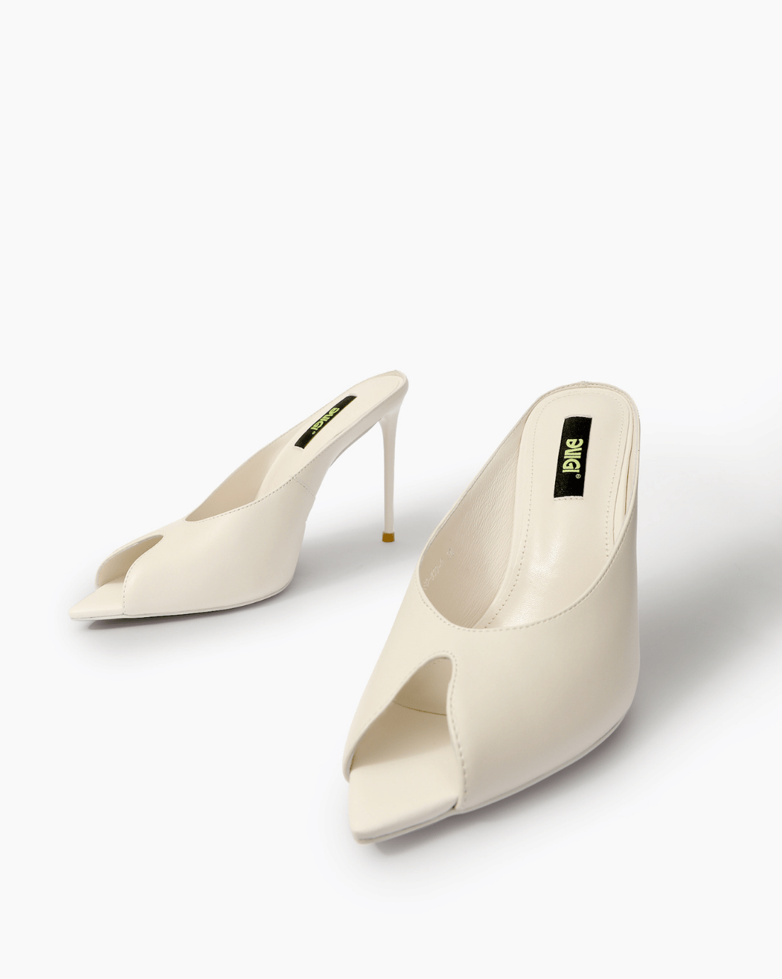 Ivory open-back leather mules front view