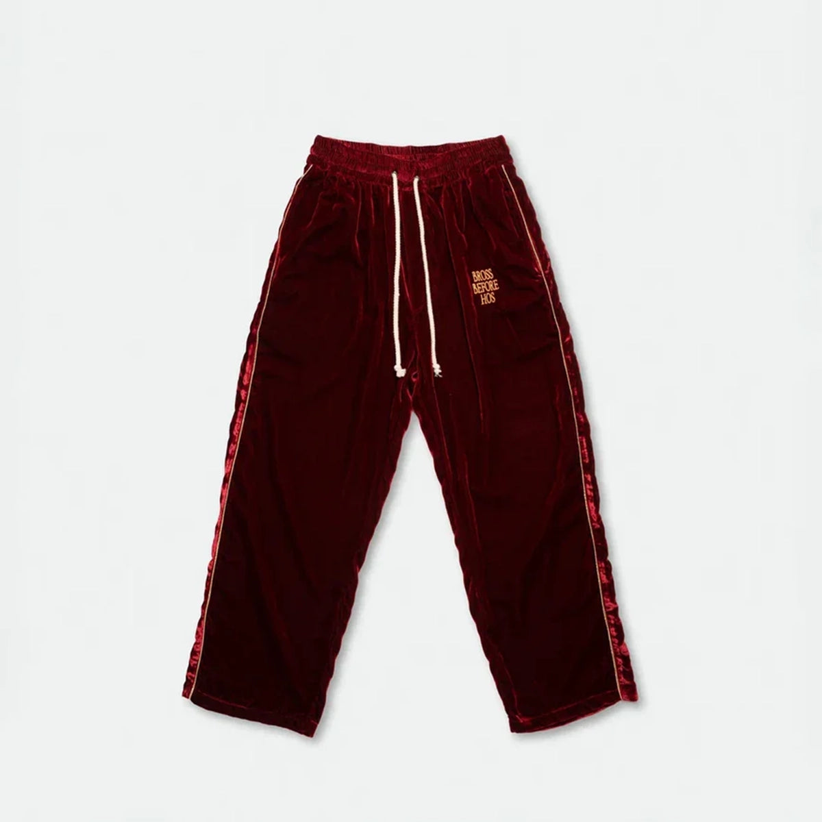 SILK VELVET TRACK PANTS RED
