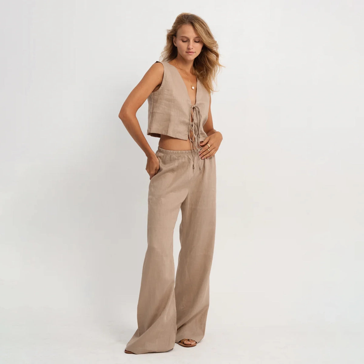Linen Relaxed Pants in Earth