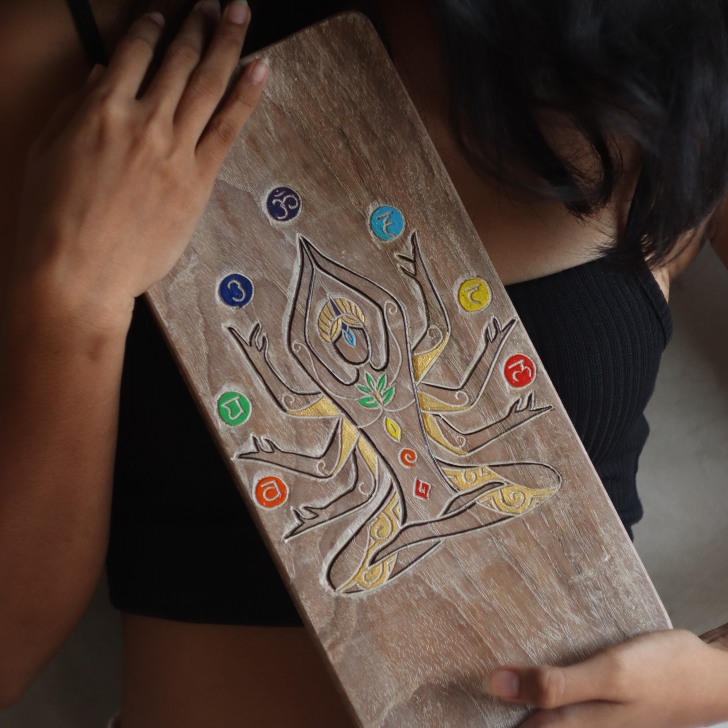 Sadhu board with a picture of a yogi with chakras