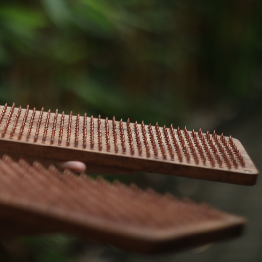 Solid Teak wood with yantra design and stone