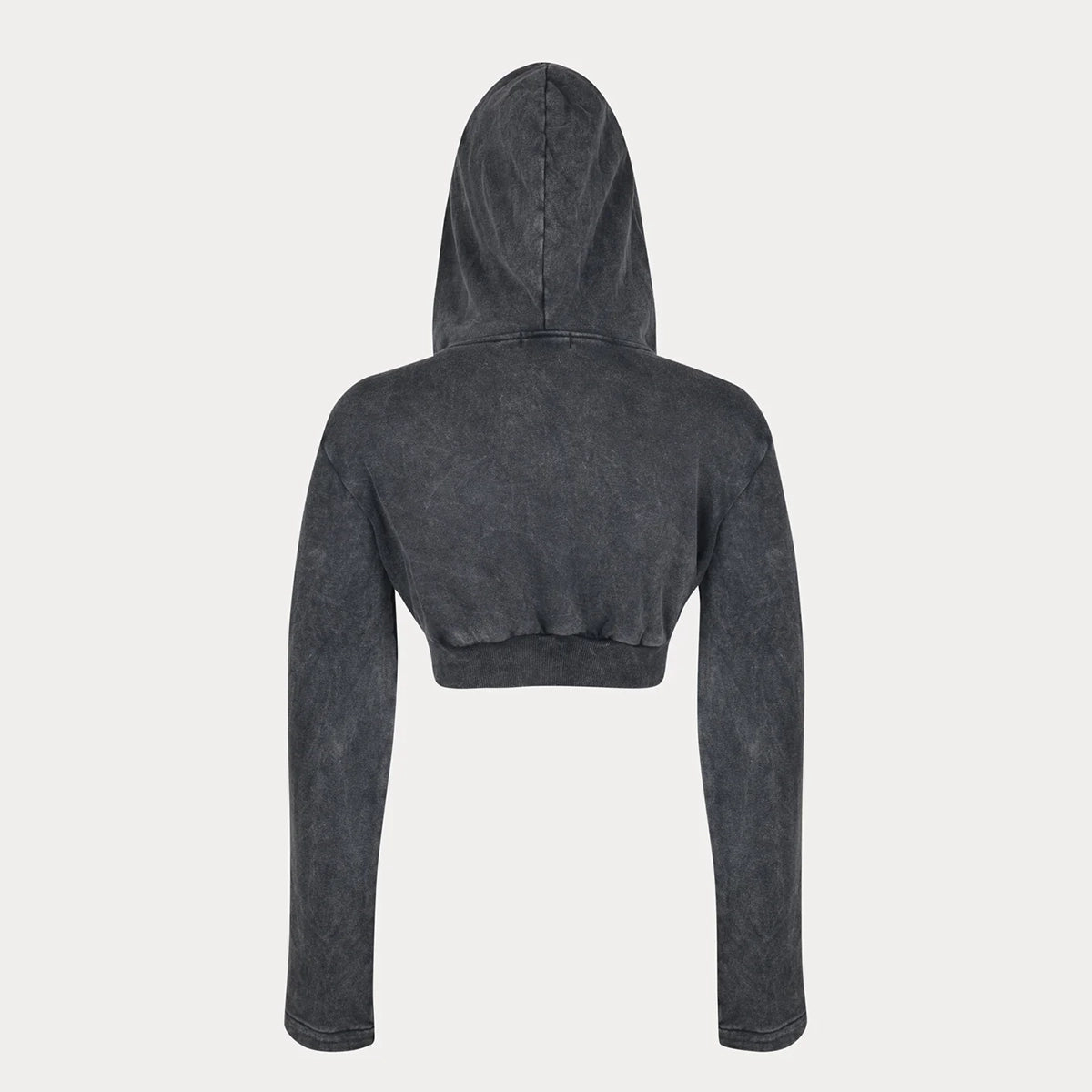 Hoodie Crop Zip Grey Stone