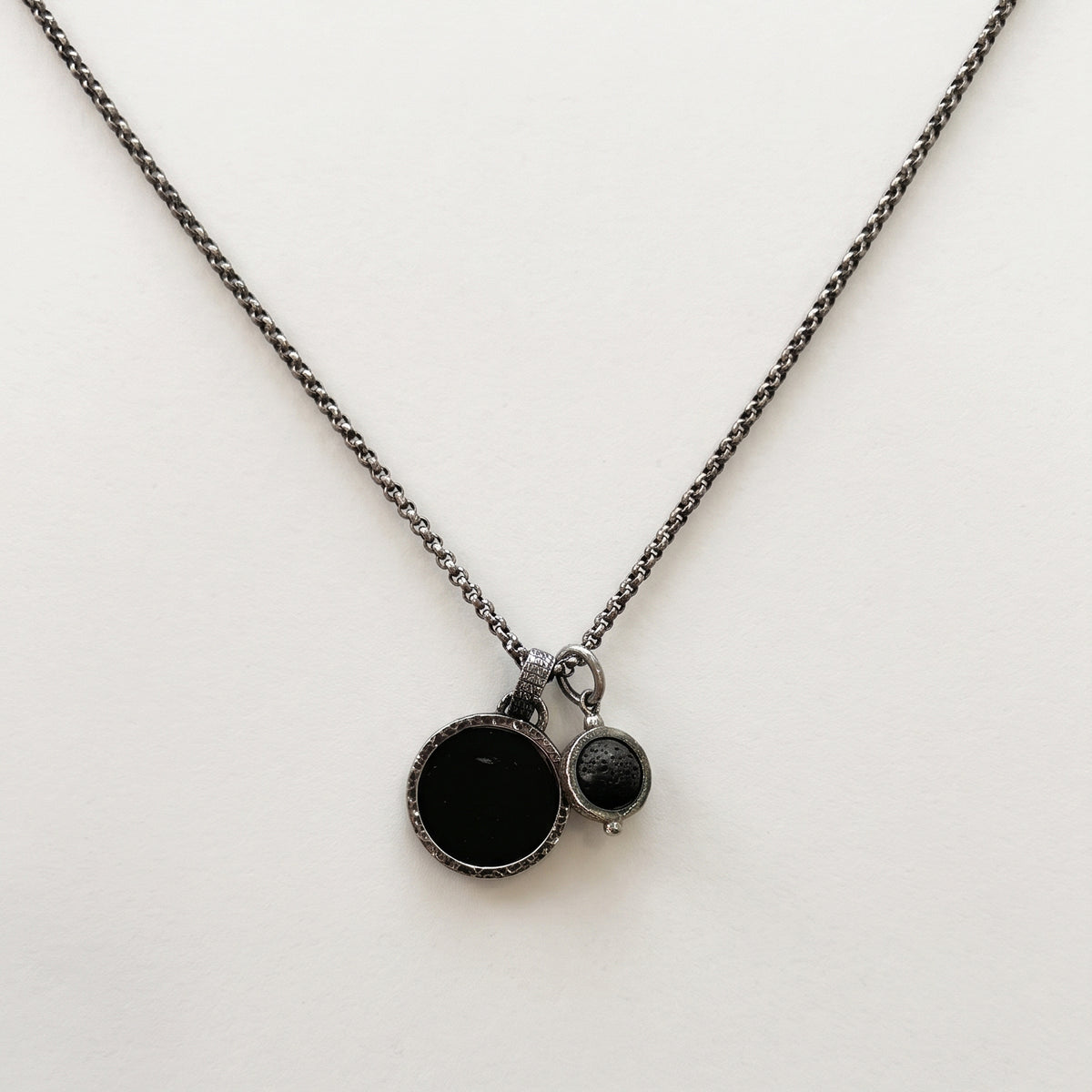 SHUNGHITE CLAVA BEAD TALISMAN NECKLACE