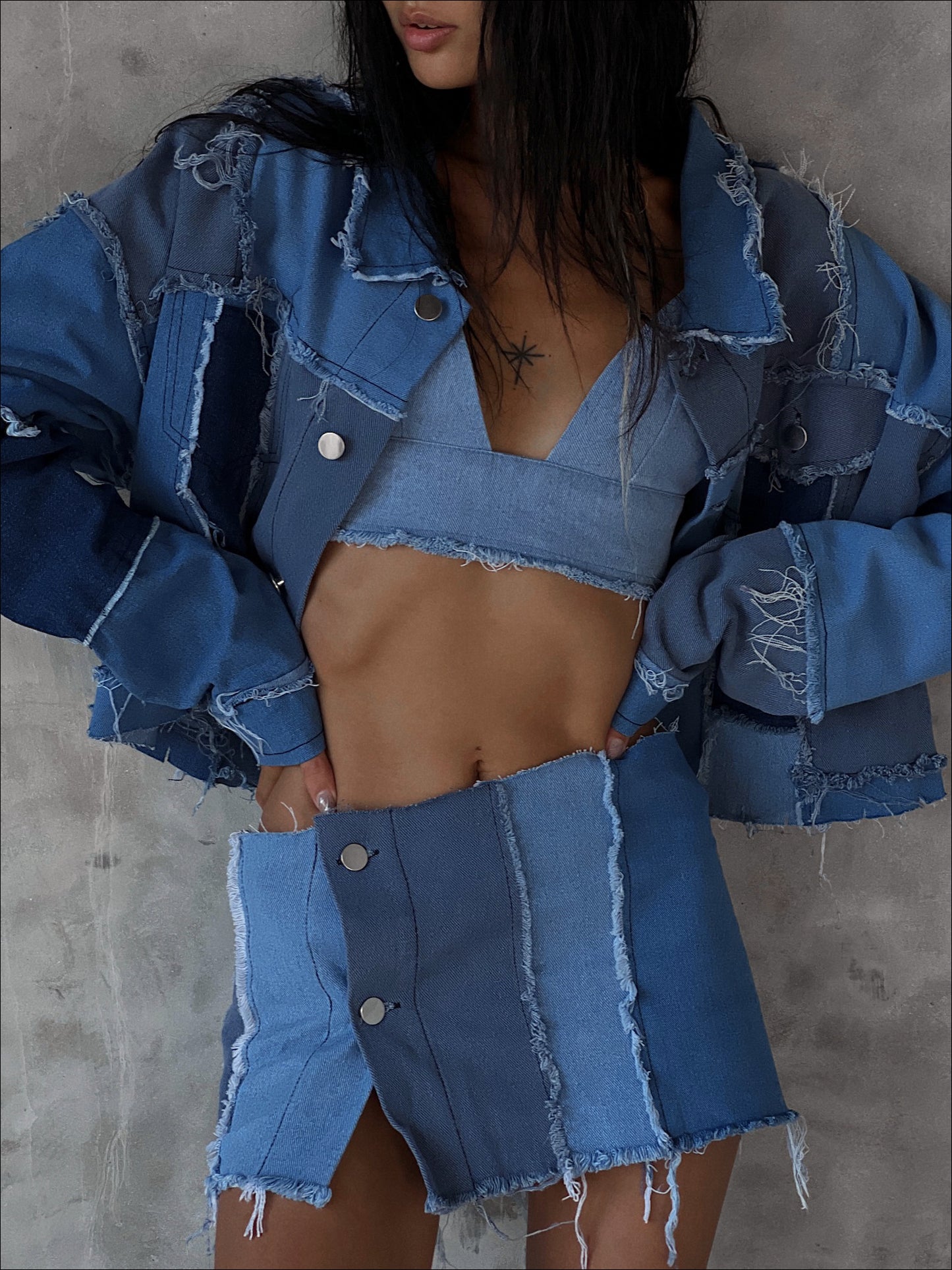 Denim patchwork jacket