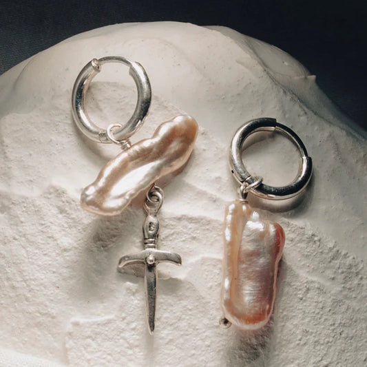 Earrings Rose Pearl Sword