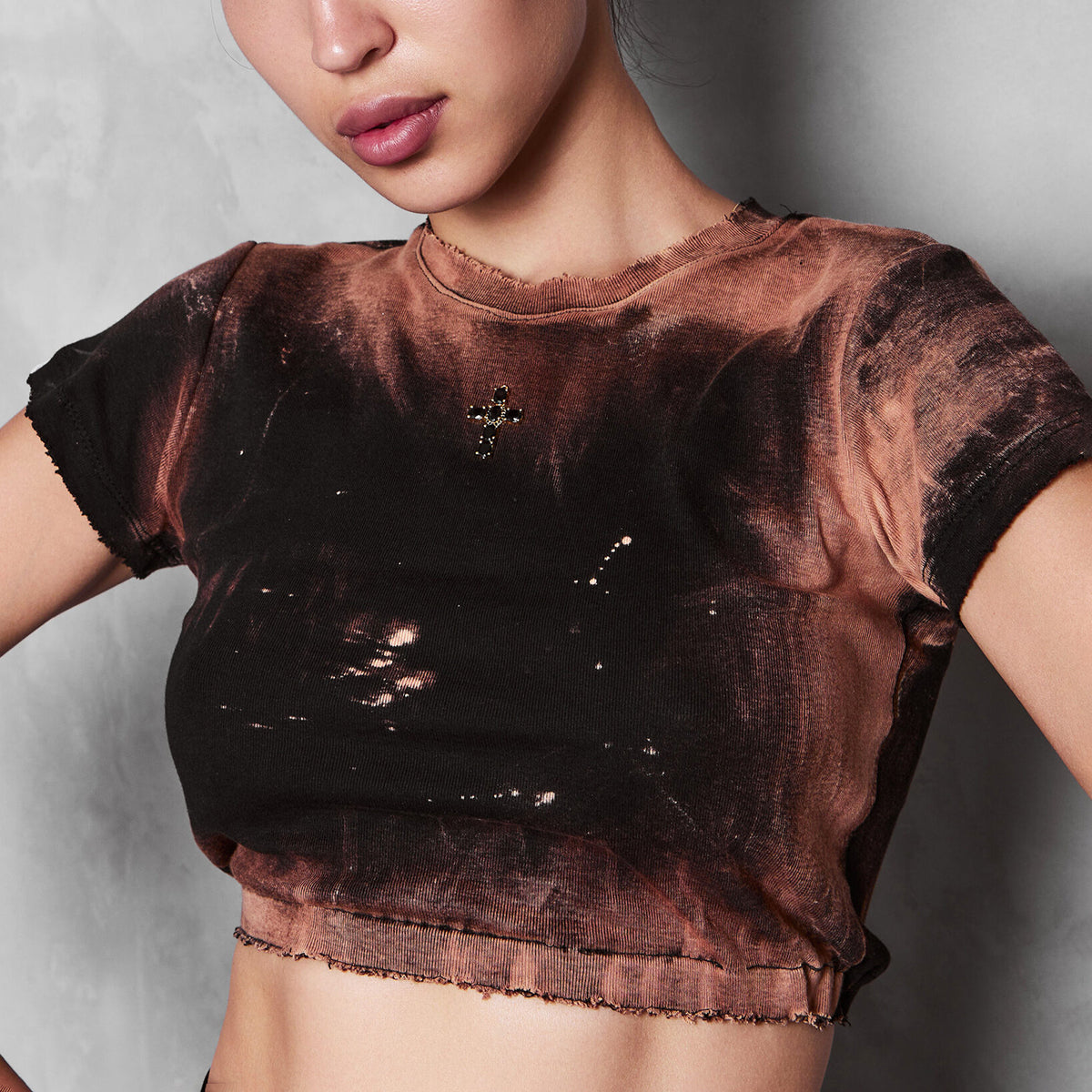 Crop Tee With Cross Human Touch