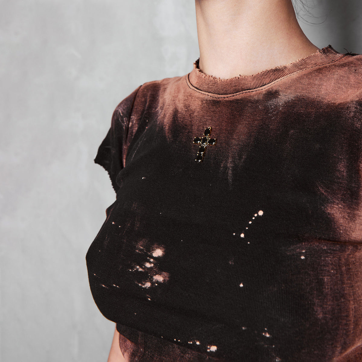 Crop Tee With Cross Human Touch