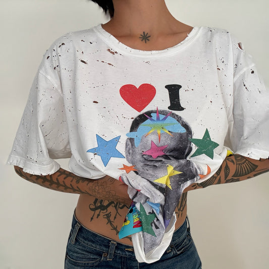 I LOVE DOLPHINS DISTRESSED TEE