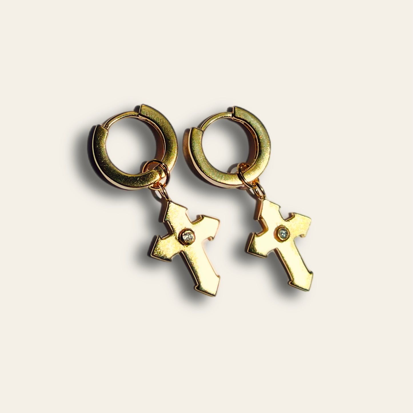 Cross Aiguisé Earrings with Zircon gemstone GOLD-VERMEIL