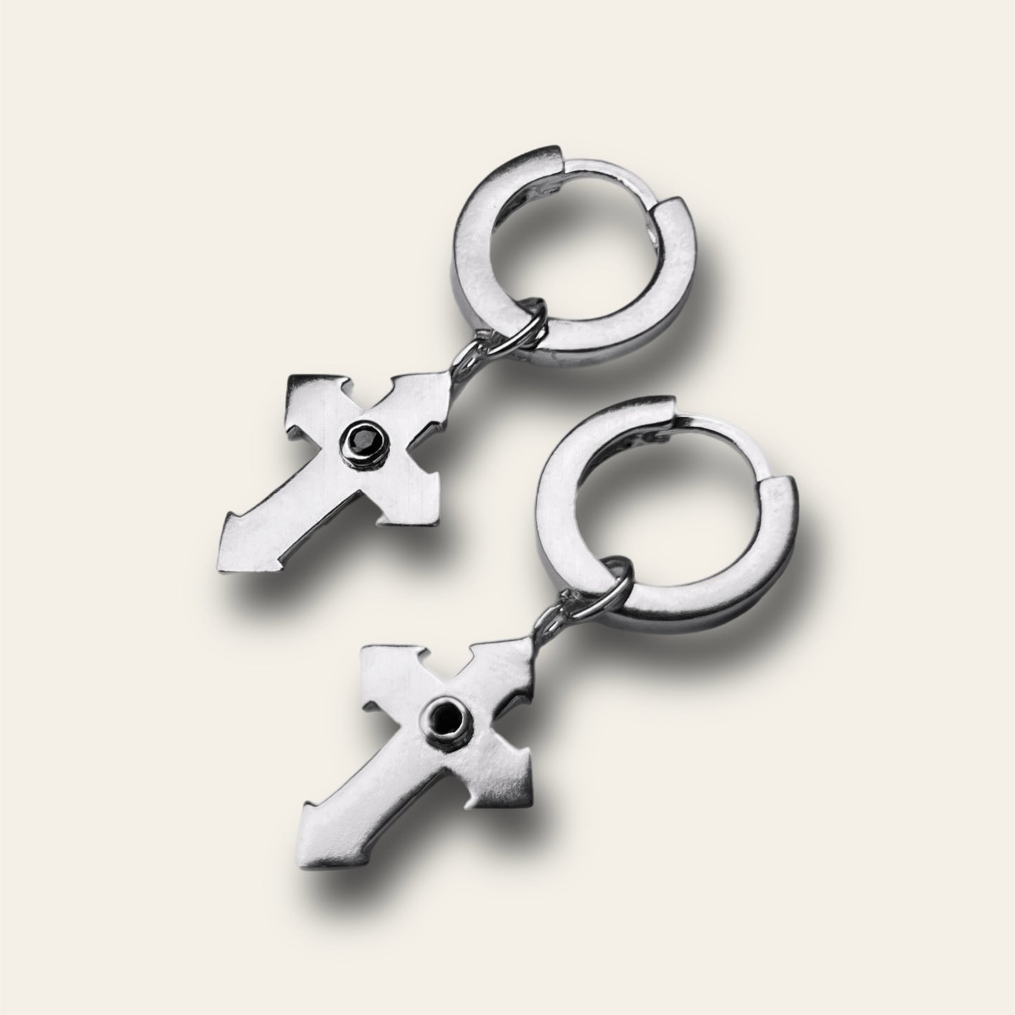 Cross Aiguisé Earrings with Zircon gemstone SILVER 925