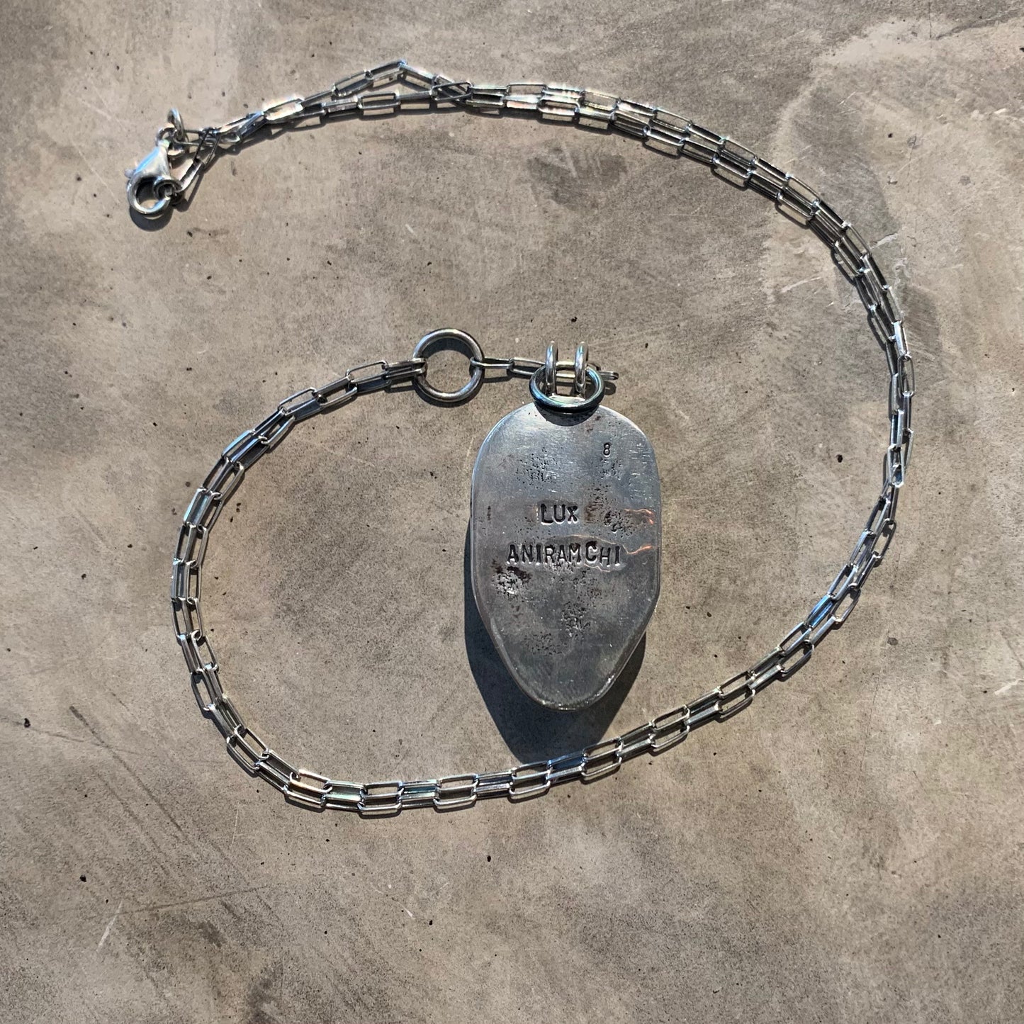 Art tag face necklace (silver)