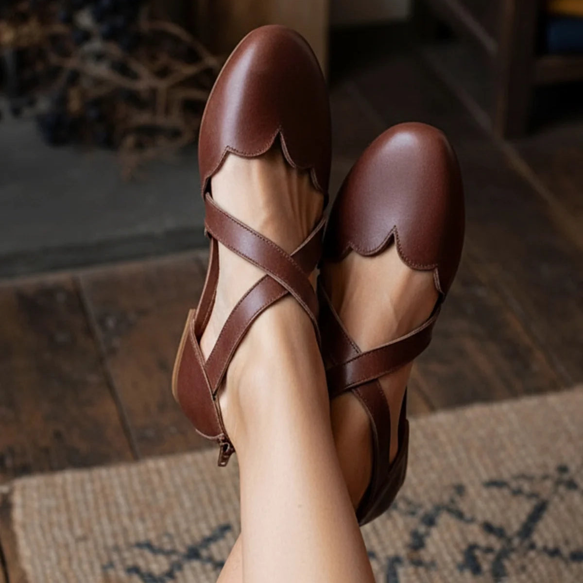 Mangrove Leather Flats In Brown
