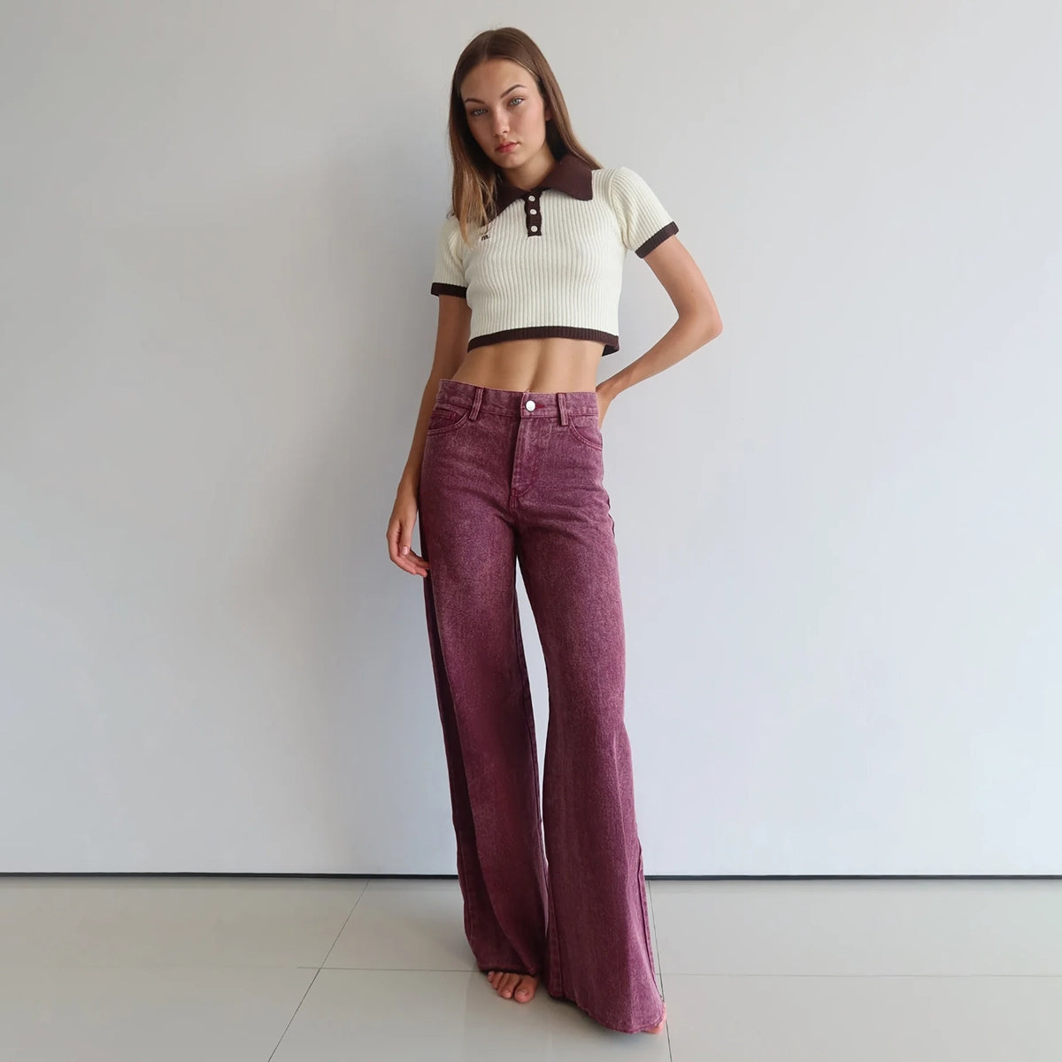 Raw Cut Jeans Maroon