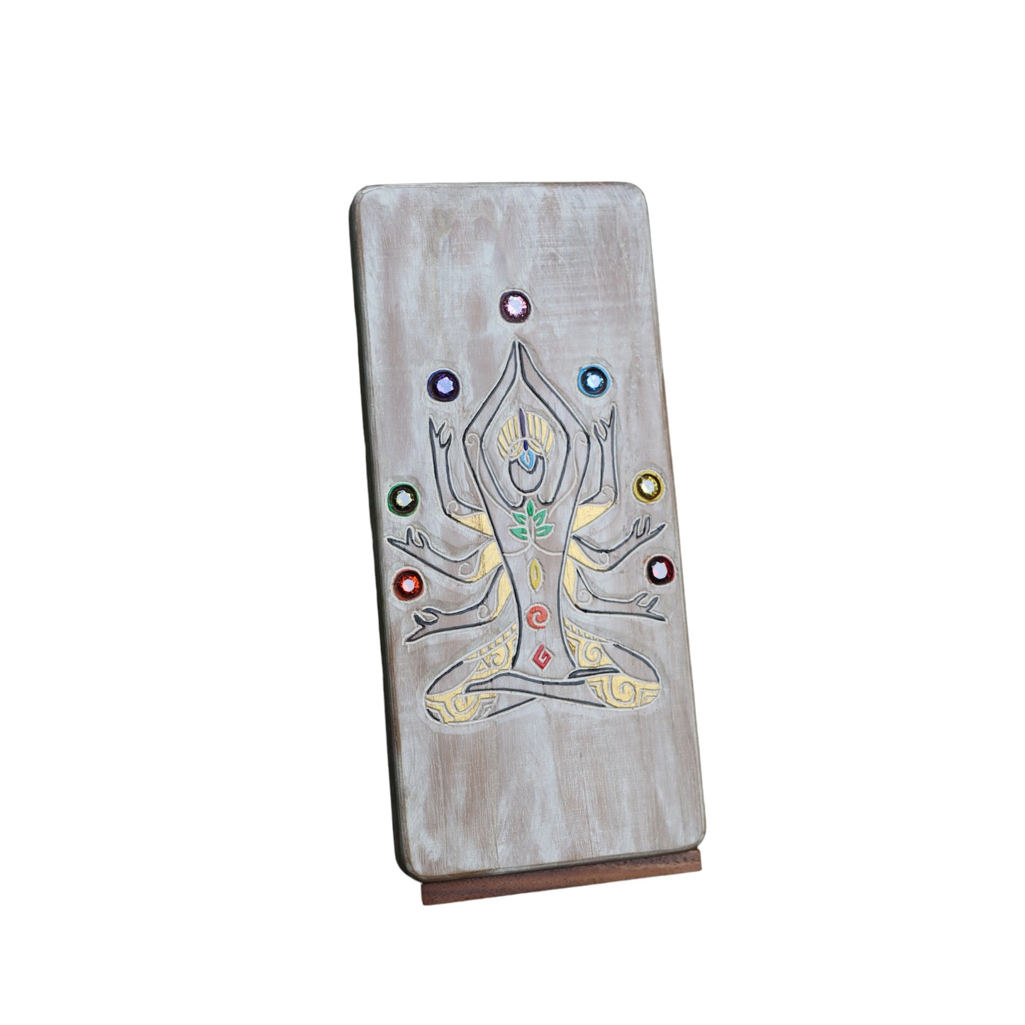 Sadhu board with a picture of a yogi with chakras